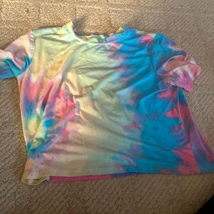 Multi coloured short sleeve crop top